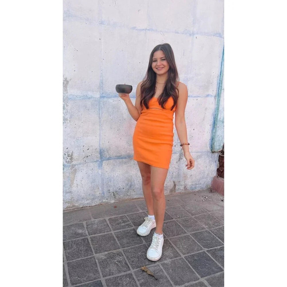 Steve Madden Out Late Dress Iin Tangerine Small Womens Cut out Bodycon - Picture 8 of 13